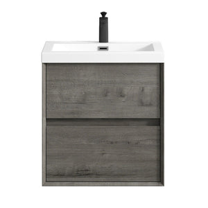 Luxury Kingdom Floating / Wall Mounted Bathroom Vanity With Acrylic Sink, Farmhouse Bath Vanity W/ Storage Cabinet