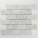 Load image into Gallery viewer, 12 X 12 in. Bianco Carrara 2x4 brick White Honed Tumbled Marble Mosaic