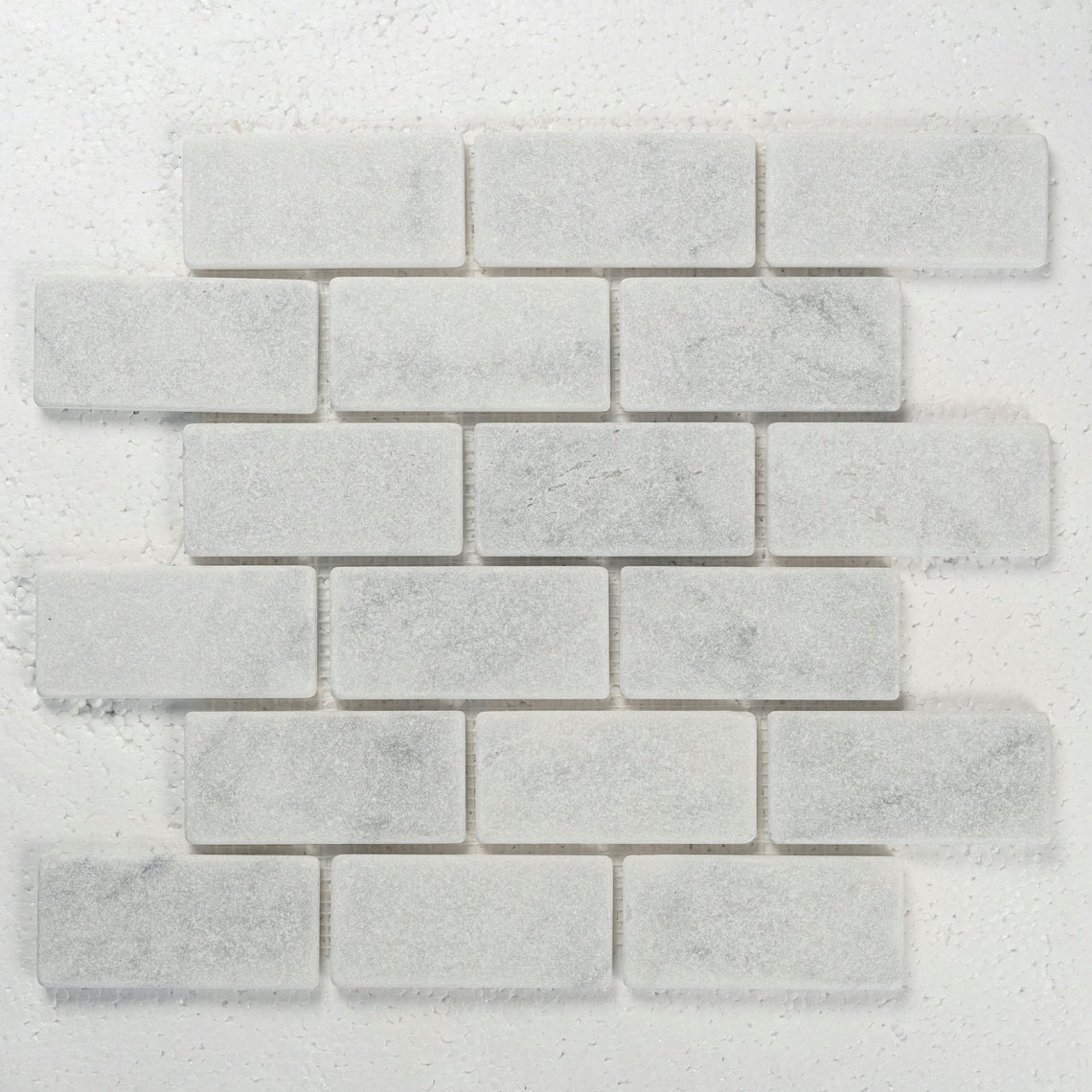 12 X 12 in. Bianco Carrara 2x4 brick White Honed Tumbled Marble Mosaic