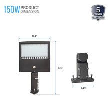 Load image into Gallery viewer, 150w-led-pole-light-with-photocell-5700k-universal-mount-bronze-ac100-277v