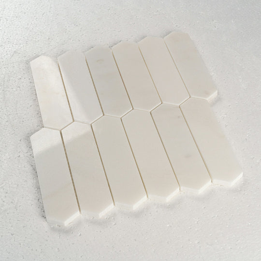 12 X 12 in. Eastern Polished White 38mm Picket Marble Mosaic Tile