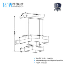 Load image into Gallery viewer, 2-lights-square-chandelier-lighting-141w-3000k-brown-hanging-chandelier-lights