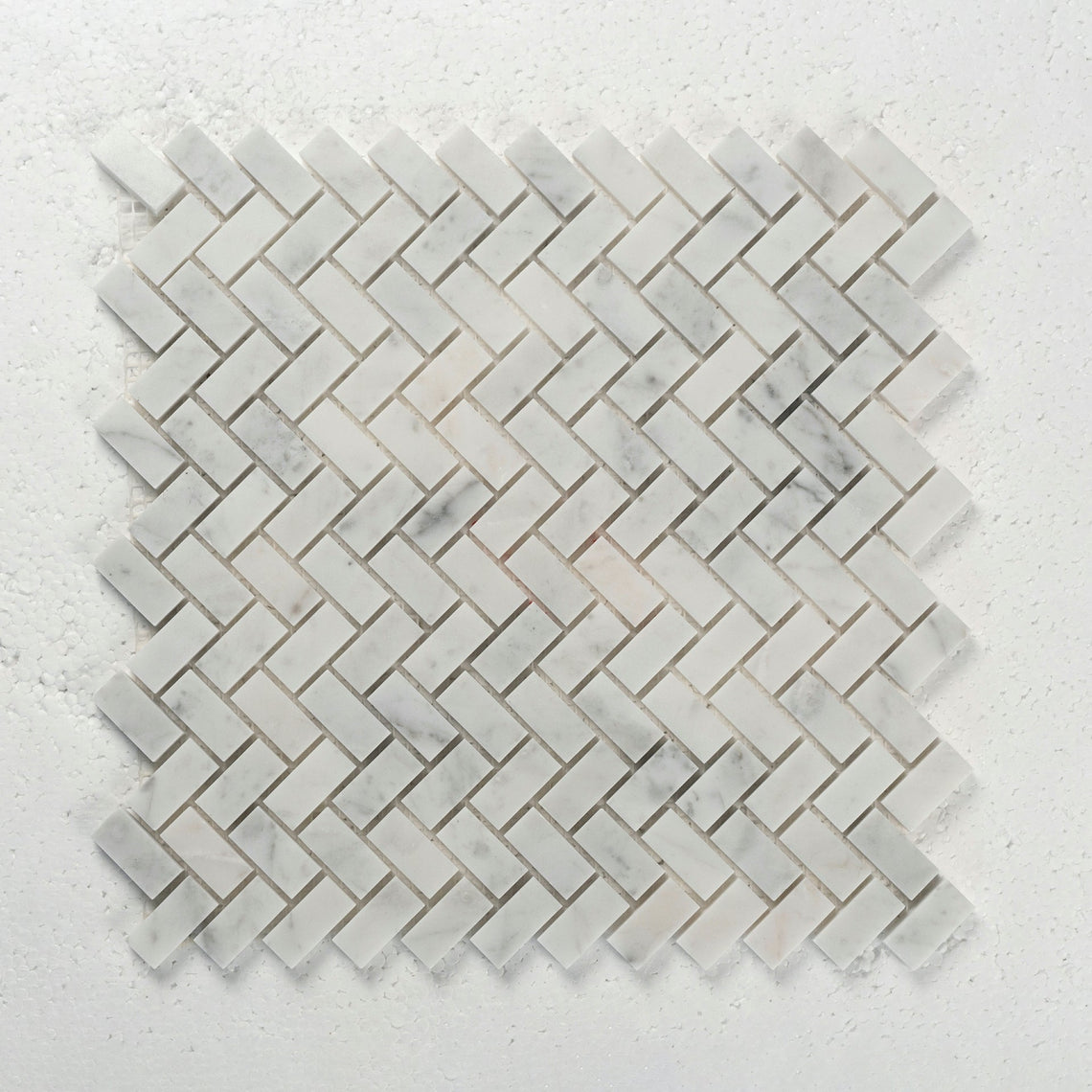 12 X 12 in. Carrara 15x30 White Herringbone Honed Marble Mosaic Tile