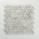 Load image into Gallery viewer, 12 X 12 in. Carrara 15x30 White Herringbone Honed Marble Mosaic Tile