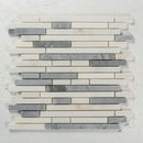 Load image into Gallery viewer, 12 X 12 in. Gray and White Polished 5/8&quot; Linear Marble Mosaic