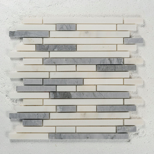 12 X 12 in. Gray and White Polished 5/8" Linear Marble Mosaic