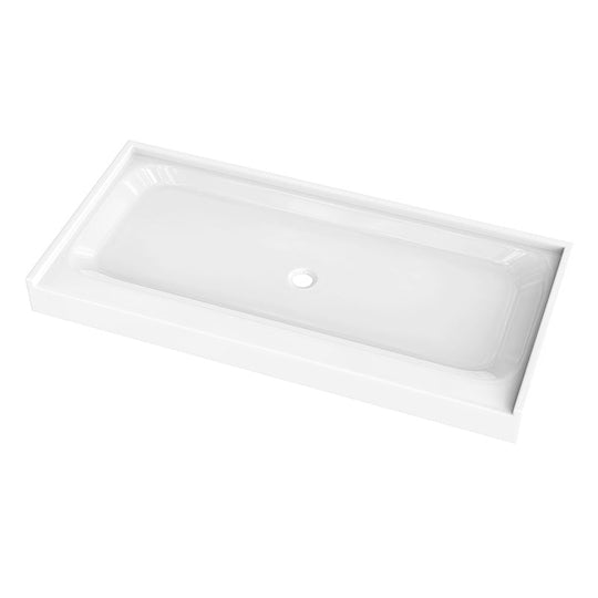 Acrylic Shower Pan Center Drain - Single Threshold - Resin and fiberglass -72 X 34 X 5.5