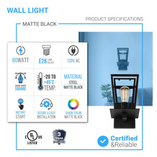 Load image into Gallery viewer, 1-light-matte-black-wall-sconces