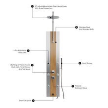 Load image into Gallery viewer, 55 in. 6-Jet  Stainless Steel Bamboo Wood Shower Panel System With Adjustable Round Rainfall Showerhead, Handheld Shower &amp; Tub Spout, Self-Cleaning &amp; Jet Massage Feature