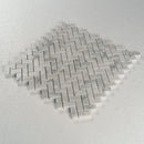 Load image into Gallery viewer, 12 X 12 in. Carrara 15x30 White Herringbone Honed Marble Mosaic Tile