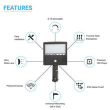 Load image into Gallery viewer, 150w-led-pole-light-with-photocell-5700k-universal-mount-bronze-ac100-277v