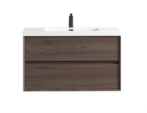 Luxury Kingdom Floating / Wall Mounted Bathroom Vanity With Acrylic Sink, Farmhouse Bath Vanity W/ Storage Cabinet