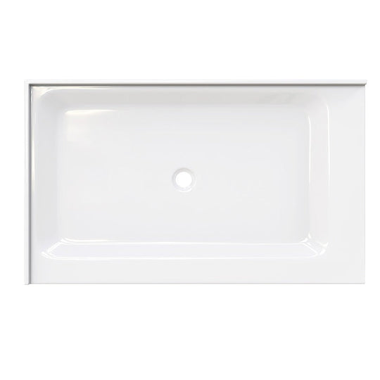 Shower Pan Left Hand Double Threshold - Acrylic and fiberglass - 60 X 36 X 3.5