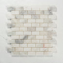 Load image into Gallery viewer, 12 X 12 in. Multi Carrara 1x2 Brick White Polished Marble Mosaic