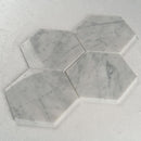 Load image into Gallery viewer, 6 in. Hexagon Bianco Cararra Gray Honed Marble Mosaic Tile