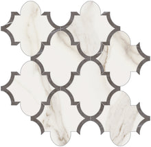 Load image into Gallery viewer, Mayfair Glazed Porcelain Mosaic with Calacatta Oro Arabesque