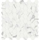 Load image into Gallery viewer, 1.25 in. Mayfair Statuario Venato Hexagon Polished Glazed Porcelain Mosaic