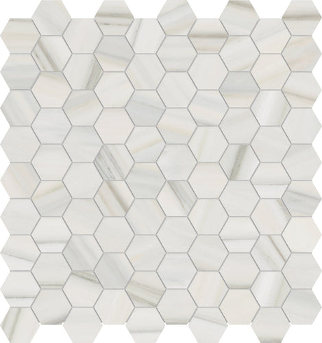 1.25 in. Mayfair Zebrino Hexagon Polished Glazed Porcelain Mosaic