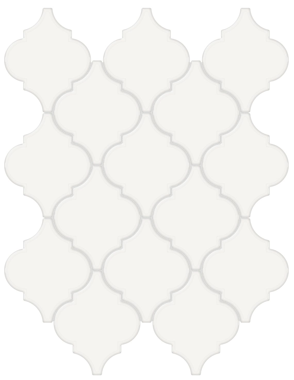 Soho Canvas White Beveled Arabesque Glossy Glazed Porcelain Mosaic