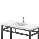 Load image into Gallery viewer, Ortiz Luxury Stainless Steel Freestanding Bathroom Vanity With Acrylic Console Sink, Open Shelf Storage