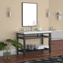 Load image into Gallery viewer, Ortiz Luxury Stainless Steel Freestanding Bathroom Vanity With Acrylic Console Sink, Open Shelf Storage