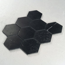 Load image into Gallery viewer, 10 X 10 in. Hexagon Nero Marquina 4 in. Black Brushed Marble Mosaic Tile