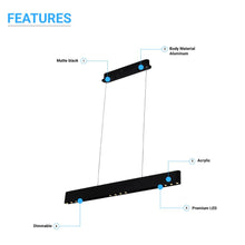 Load image into Gallery viewer, integrated-led-linear-chandelier-light-9w-3000k-black-chandelier-lights