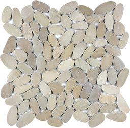 Zen Driftwood Tan Flat Stone Pebble Stone Polished Mosaic