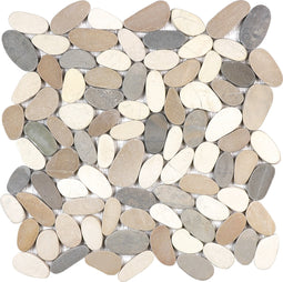 Zen Harmony Warm Blend Flat Pebble Stone Polished Mosaic