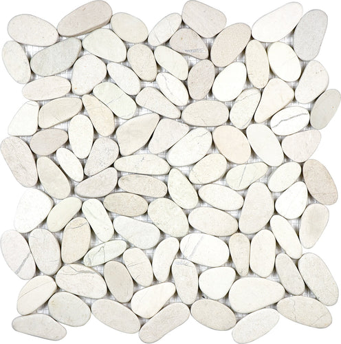 Zen Serenity Ivory Flat Pebble Stone Polished Mosaic