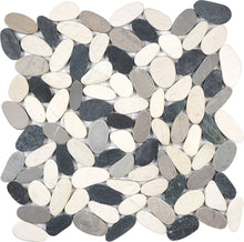 Load image into Gallery viewer, Zen Tranquil Cool Blend Flat Pebble Stone Polished Mosaic