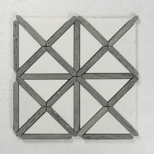 12 X 12 in. Thassos White Polished Oceanwood Cross Marble Mosaic Tile