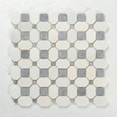 Load image into Gallery viewer, 12 X 12 in. High Gloss Polished White &amp; 1&quot; Grey Square Basket Weave Mosaic