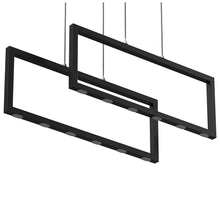 Load image into Gallery viewer, 2-Rectangle Lights, LED Kitchen Island Light Pendant, 38W, 3000K, 1900LM, Dimmable, For Dining Living Room, Matte black Body Finish