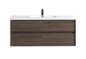 Luxury Kingdom Floating / Wall Mounted Bathroom Vanity With Acrylic Sink, Farmhouse Bath Vanity W/ Storage Cabinet