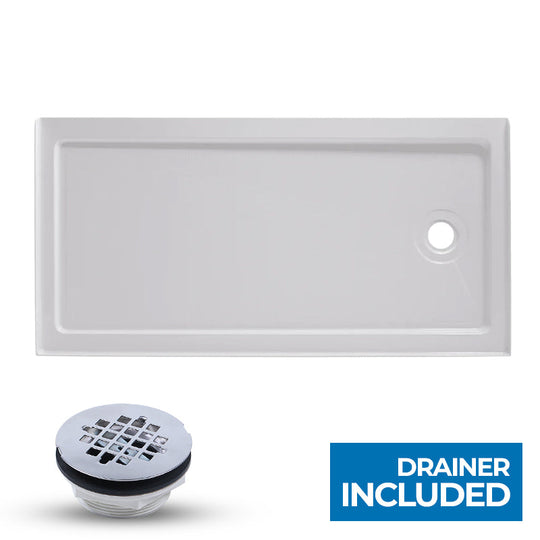 Single Threshold Shower Base - White Color - 60 In. X 32 In.