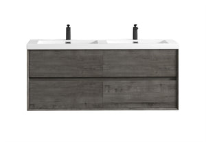 Luxury Kingdom Floating / Wall Mounted Bathroom Vanity With Acrylic Sink, Farmhouse Bath Vanity W/ Storage Cabinet