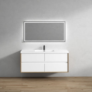 Luxury Kingdom Floating / Wall Mounted Bathroom Vanity With Acrylic Sink, Farmhouse Bath Vanity W/ Storage Cabinet