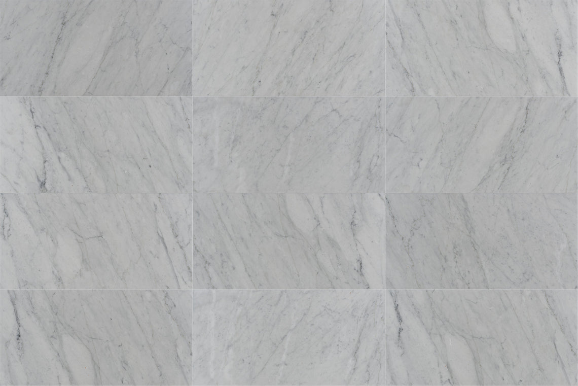12 X 24 in. Bianco Carrara White Brushed Marble Tile
