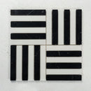 Load image into Gallery viewer, 12 X 12 in. Black &amp; White 4&quot; Bar Marble Mosaic
