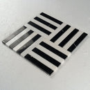 Load image into Gallery viewer, 12 X 12 in. Black &amp; White 4&quot; Bar Marble Mosaic