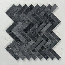 Load image into Gallery viewer, 10 X 11 in. Calacatta bluette 1x4 in. Herringbone Honed Marble Mosaic