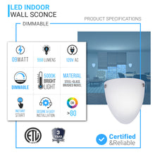 Load image into Gallery viewer, half-moon-wall-led-sconce-white-shade