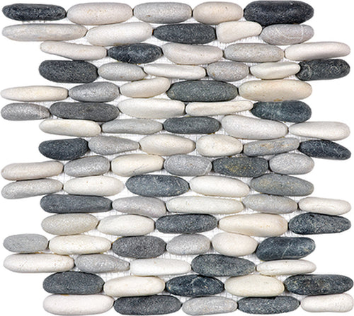 Zen Tranquil Cool Blend Stacked Pebble Mosaic