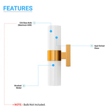 Load image into Gallery viewer, 2-lights-wall-sconce-with-white-glass-shade