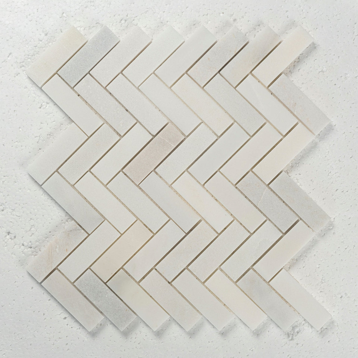 12 X 12 in. Eastern White 1x3 Herringbone Honed Marble Mosaic Tile