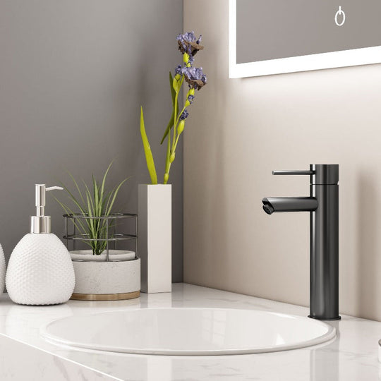 Matte Black Bathroom Faucet With Hot & Cold Mixer Tap