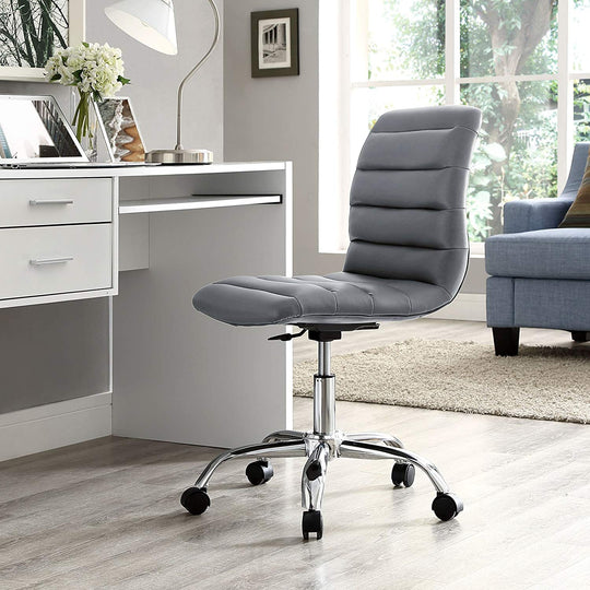 Modway Ripple Armless Mid Back Vinyl Swivel Computer Desk Office Chair - Computer Chair