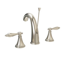 Load image into Gallery viewer, Double Handle Brushed Nickel Mid-arc Bathroom Basin Faucet With Lift