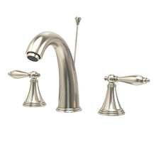 Load image into Gallery viewer, Double Handle Brushed Nickel Mid-arc Bathroom Basin Faucet With Lift
